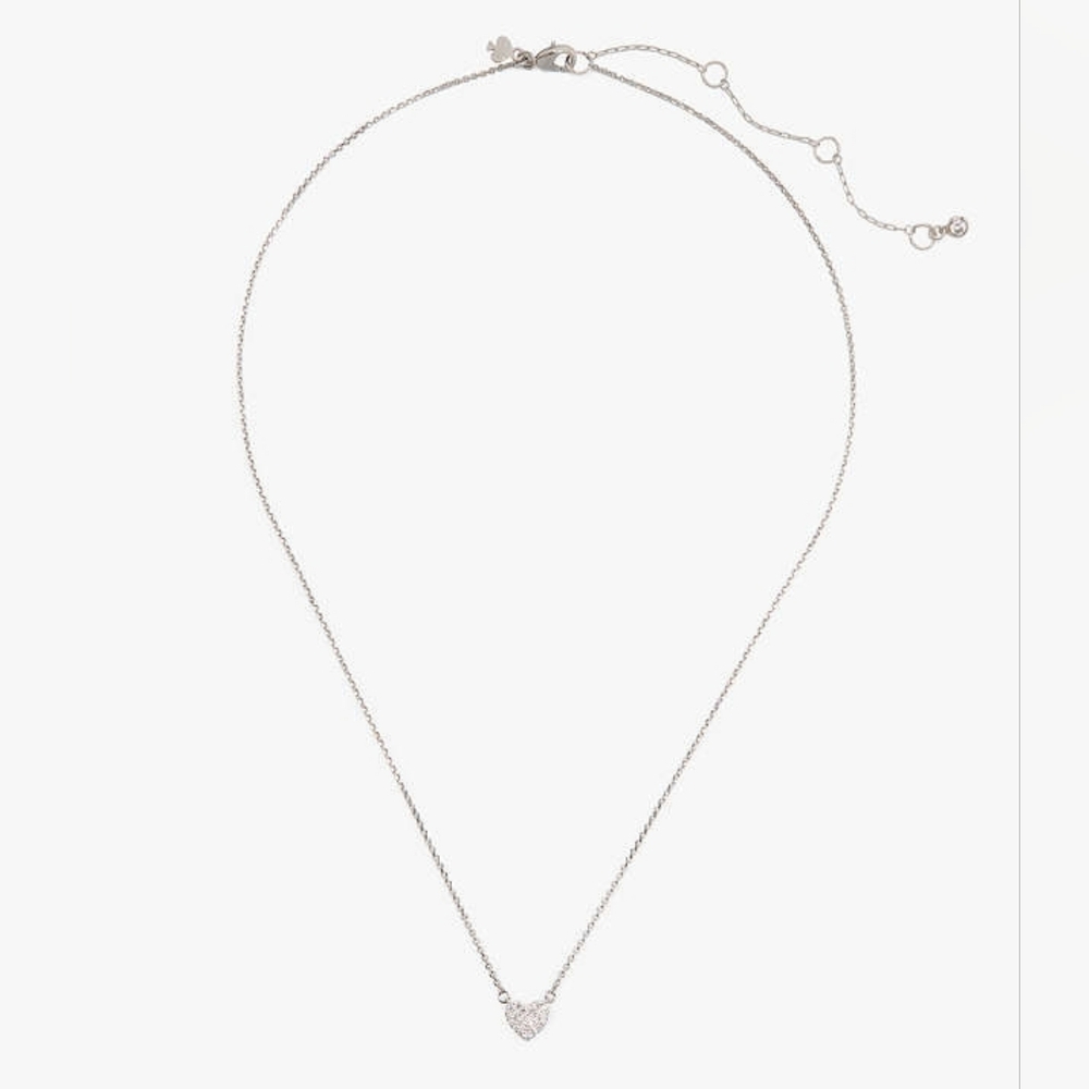 NWT Kate Spade Sparkling Silver Pavé Heart Necklace